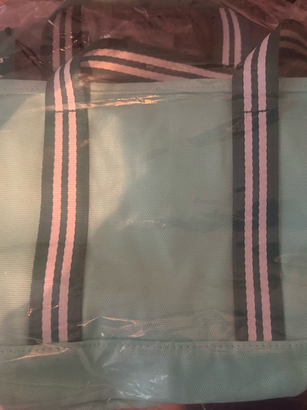 Starbucks Mint Tote with White-Striped Dark Green Handles 2026 NWT - Picture 3 of 3